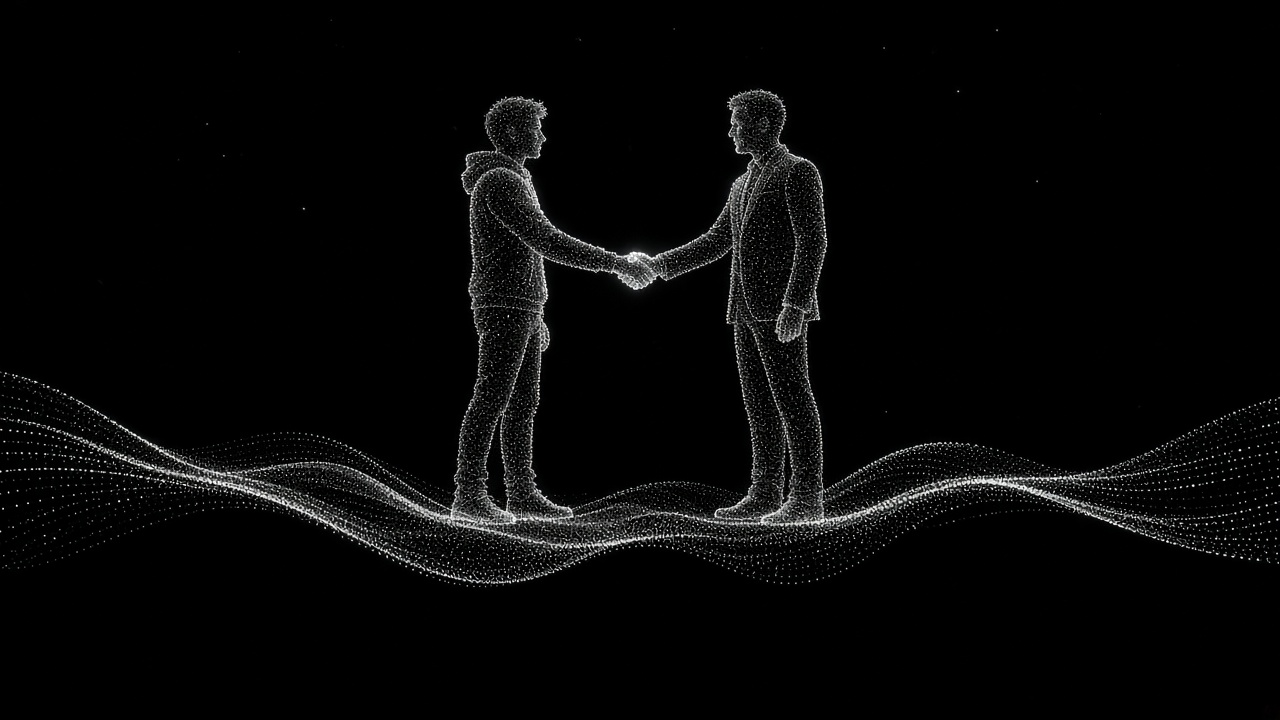 A customer and a business owner reaching to connect